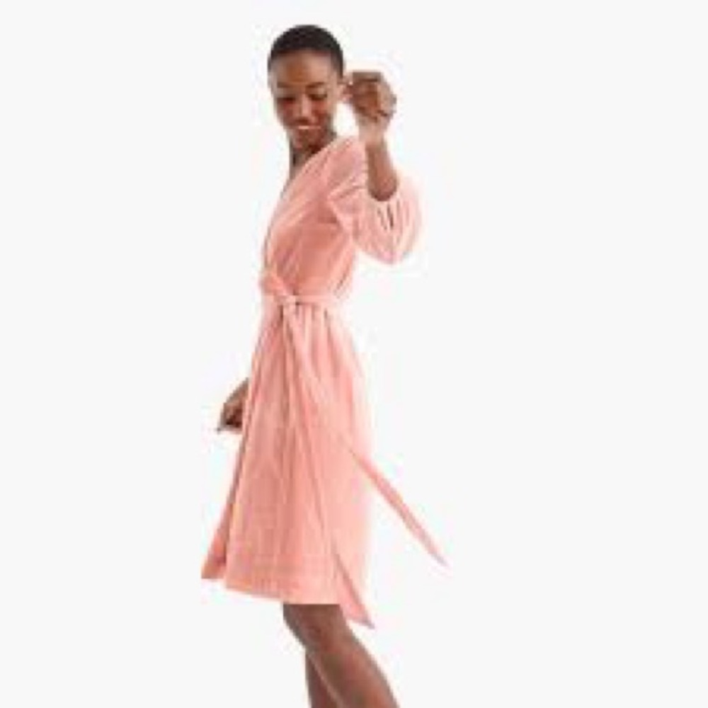 NWT J Crew Pink Velvet Wrap Dress Sz. 6